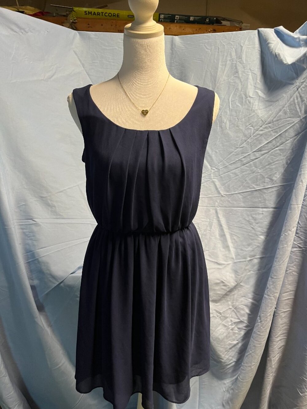 By&By Navy Blue Chiffon Sleeveless Dress – Size Small
